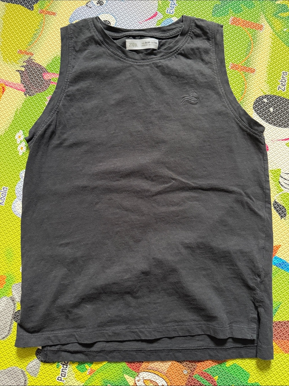 Zara Black Sleeveless Tank with Subtle Logo